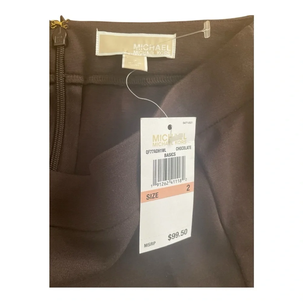 Michael Kors NWT Chocolate Pencil Skirt with Gold Accents